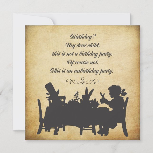 Vintage Alice in Wonderland Tea Party Birthday Invitation (Front)