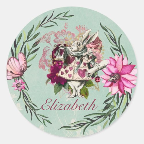 Vintage Alice in Wonderland Tea Party Custom Party Classic Round Sticker