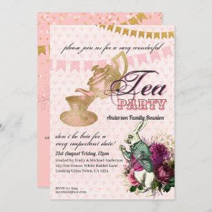 Vintage Alice in Wonderland Tea Party Custom Party Invitation
