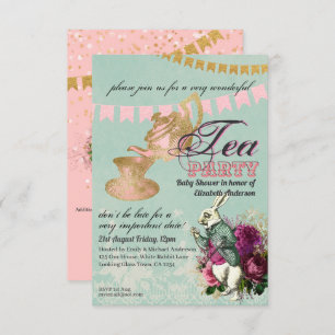 Vintage Alice in Wonderland Tea Party Custom Party Invitation