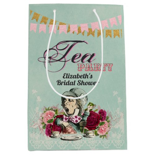 Vintage Alice in Wonderland Tea Party Custom Party Medium Gift Bag
