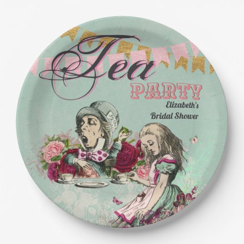 Vintage Alice in Wonderland Tea Party Custom Party Paper Plates