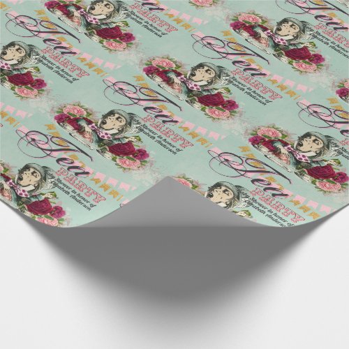 Vintage Alice in Wonderland Tea Party Custom Party Wrapping Paper