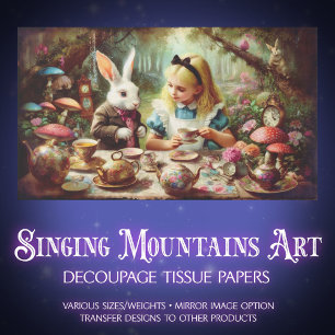 Vintage Alice in Wonderland Tea Party Decoupage Tissue Paper