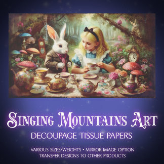 Vintage Alice in Wonderland Tea Party Decoupage Tissue Paper