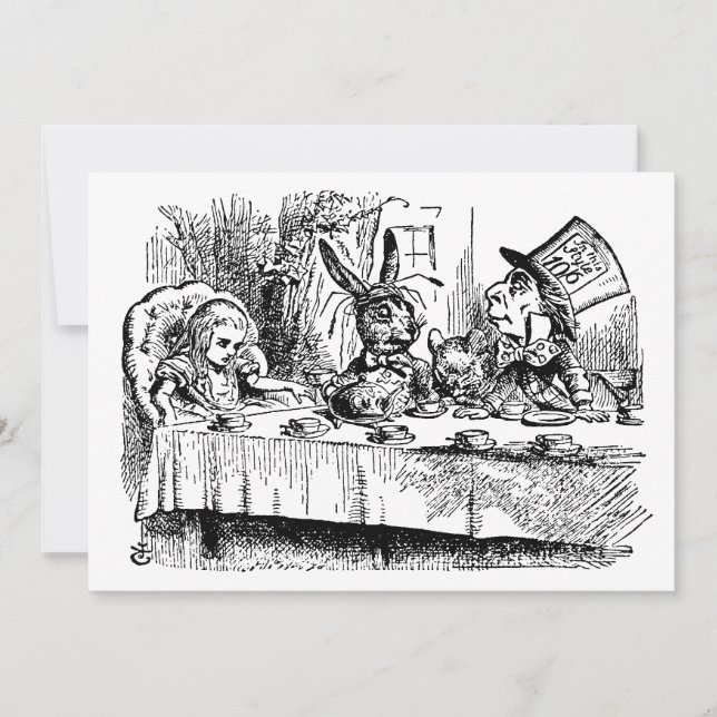Vintage Alice in Wonderland Tea Party Housewarming Invitation (Front)