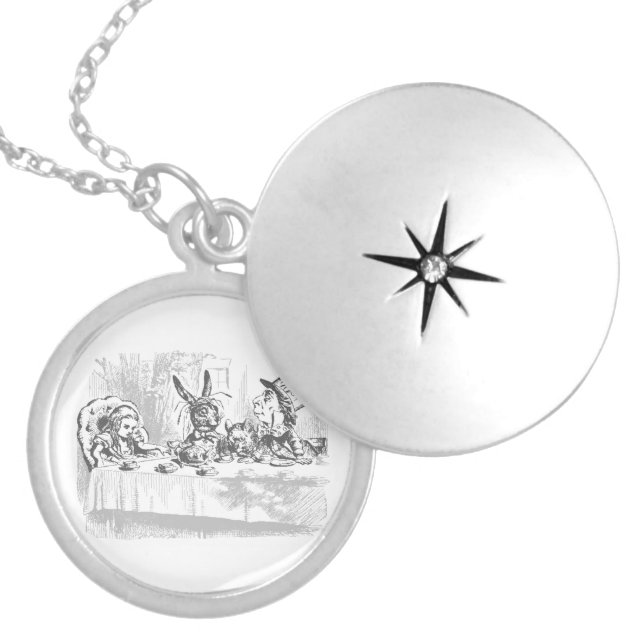 Vintage Alice in Wonderland Tea Party  Locket Necklace (Front)