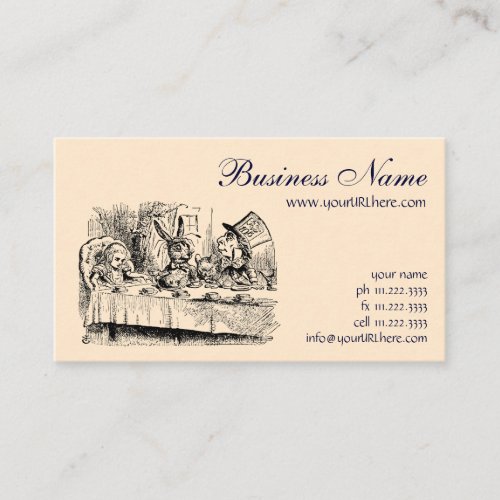 Vintage Alice in Wonderland Tea Party Scene Business Card Template