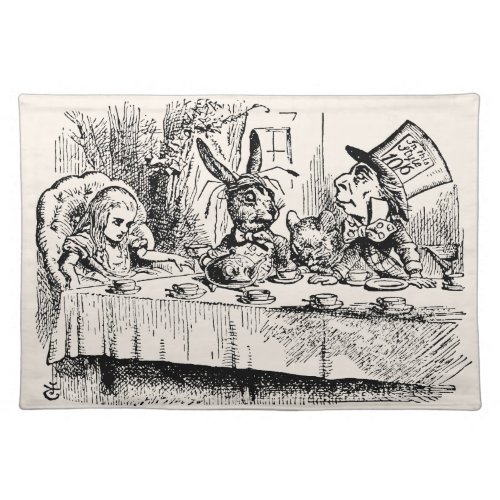 Vintage Alice in Wonderland Tea Party Scene Cloth Placemat