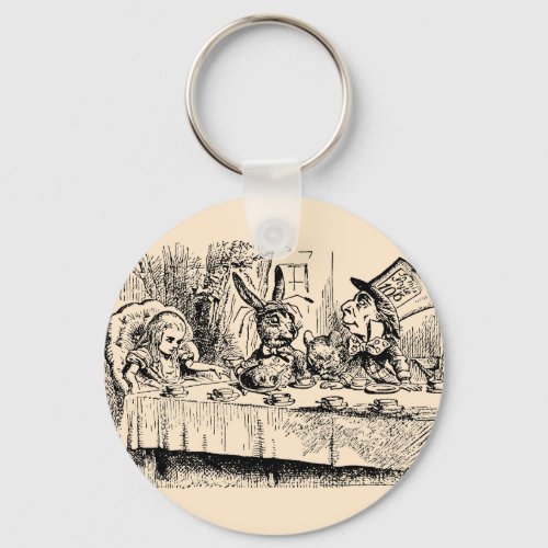 Vintage Alice in Wonderland Tea Party Scene Keychain