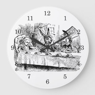 Vintage Alice in Wonderland, Tea Party Scene Large Clock