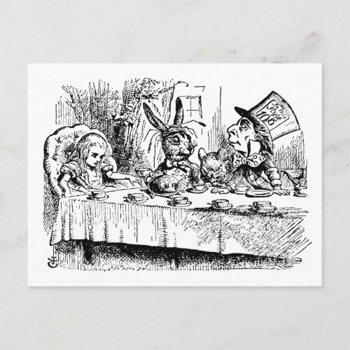 Vintage Alice in Wonderland Tea Party Scene Postcard
