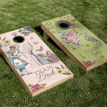 Vintage Alice In Wonderland Team Bride & Groom Cornhole Set<br><div class="desc">Follow Alice down the rabbit hole with our beautifully designed vintage Alice in wonderland storybook fairytale theme wedding party cornhole set. Beautifully designed vintage Alice in Wonderland character collage. Perfect for Alice in Wonderland wedding theme parties and events. Features a mix of our own hand-drawn original florals and artwork. We've...</div>
