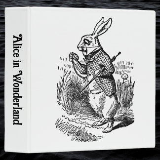 Vintage Alice in Wonderland the White Rabbit Watch 3 Ring Binder