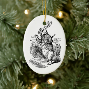 Vintage Alice in Wonderland the White Rabbit Watch Ceramic Ornament