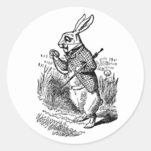 Vintage Alice in Wonderland the White Rabbit Watch Classic Round Sticker