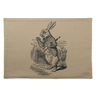 Vintage Alice in Wonderland the White Rabbit Watch Cloth Placemat