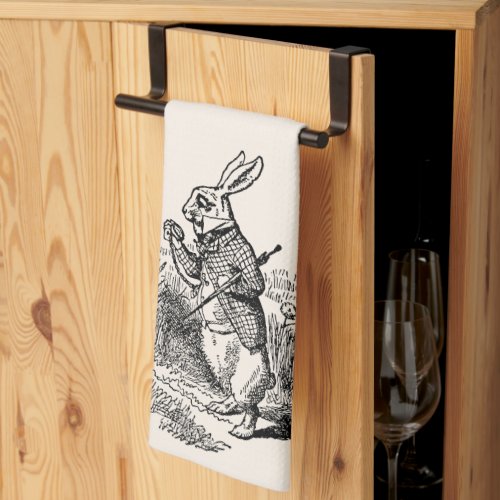 Vintage Alice in Wonderland the White Rabbit Watch Kitchen Towel