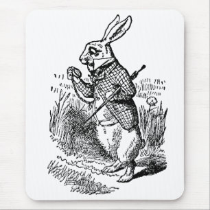 Vintage Alice in Wonderland the White Rabbit Watch Mouse Pad