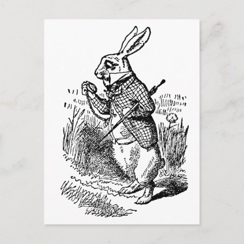 Vintage Alice in Wonderland the White Rabbit Watch Postcard