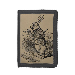 Vintage Alice in Wonderland the White Rabbit Watch Tri-fold Wallet