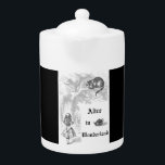 Vintage Alice in Wonderland Themed Teapot<br><div class="desc">This is part of the Vintage Alice in Wonderland Tea Party Theme Collection.  Alice is featured with the Cheshire Cat on a Teapot with a Black and White  Theme.</div>