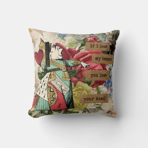 Vintage Alice in Wonderland Throw Pillow