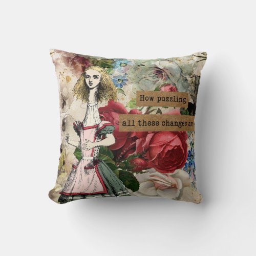Vintage Alice in Wonderland Throw Pillow