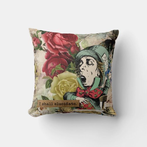 Vintage Alice in Wonderland Throw Pillow