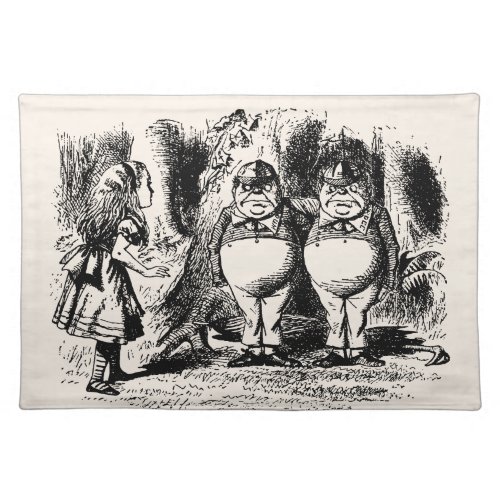 Vintage Alice in Wonderland Tweedledum Tweedledee Cloth Placemat