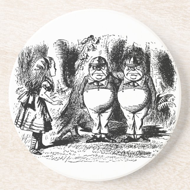 Vintage Alice in Wonderland, Tweedledum Tweedledee Coaster (Front)