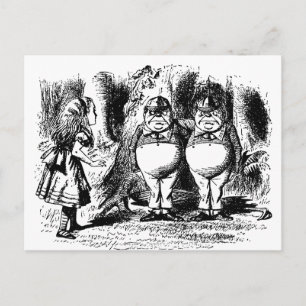 Vintage Alice in Wonderland, Tweedledum Tweedledee Postcard