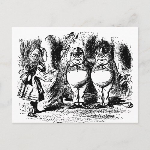 Vintage Alice in Wonderland Tweedledum Tweedledee Postcard