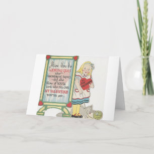 Vintage Alice In Wonderland Valentine Holiday Card