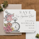 Vintage Alice In Wonderland Very Important Date Save The Date<br><div class="desc">Have your guest mark their calendars for your very important date with our beautifully designed vintage Alice in Wonderland-themed wedding save the date. Perfect for an Alice in Wonderland-themed wedding. We've meticulously restored the iconic Alice in Wonderland vintage white rabbit illustration by hand sketching and bring it to life with...</div>