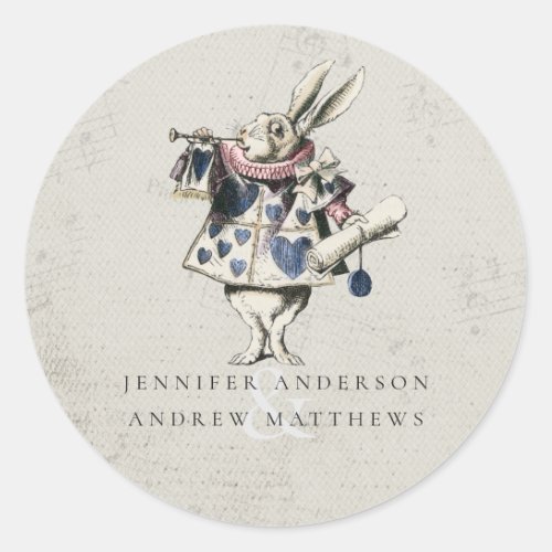 Vintage Alice in Wonderland Wedding  Classic Round Sticker