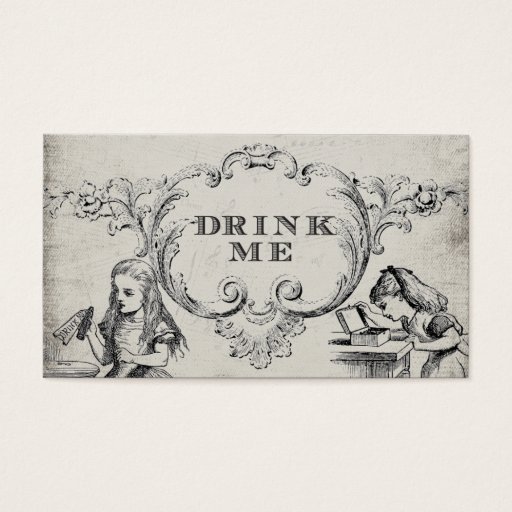 Customizable Vintage Alice in Wonderland Wedding Drink Cards Business Card Templates
