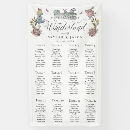 Vintage Alice in Wonderland Wedding Find Your Seat Banner