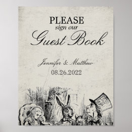 Vintage Alice In Wonderland Wedding Guestbook