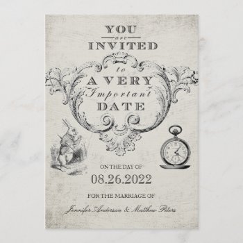Vintage Alice In Wonderland Wedding Invitation by antiquechandelier at Zazzle