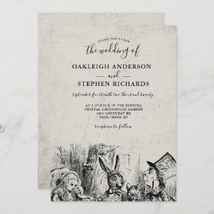 Vintage Alice in Wonderland Wedding Invitation