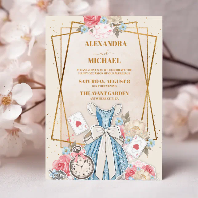 Vintage Alice in Wonderland Wedding Invitation | Zazzle