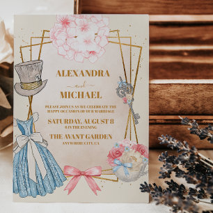 Vintage Alice in Wonderland Wedding Invitation