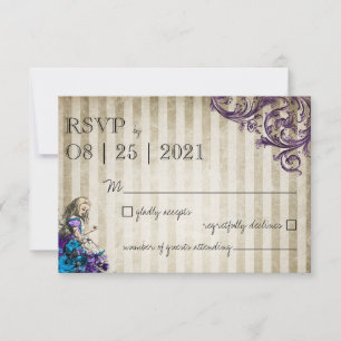 Vintage Alice in Wonderland Wedding RSVP Card