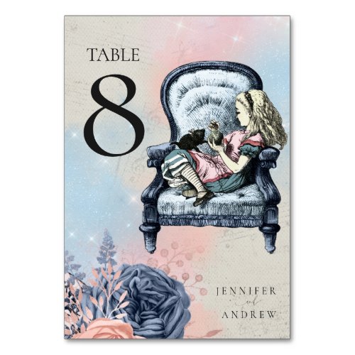 Vintage Alice in Wonderland Wedding Table Number