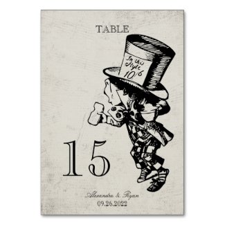 Vintage Alice In Wonderland Wedding Table Number