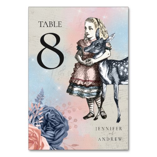 Vintage Alice in Wonderland Wedding Table Number