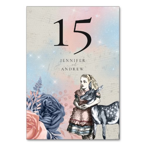 Vintage Alice in Wonderland Wedding Table Number