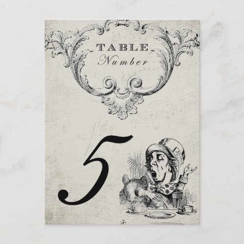 Vintage Alice in Wonderland Wedding Table Numbers