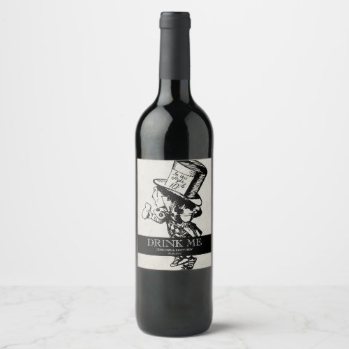 Vintage Alice In Wonderland Wedding Wine Label